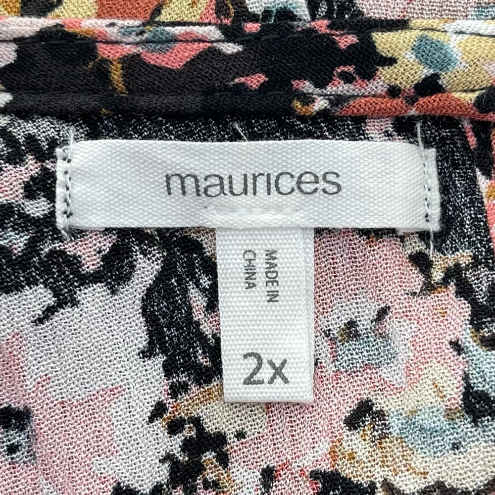Maurices Black Floral Flutter Sleeve Lightweight Blouse Top, Women's 2X - Picture 7 of 8